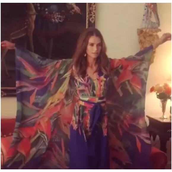 NWT Ala Von Auersperg Birds of Paradise Crepe De Chine Silk Sleeveless Jumpsuit - Picture 2 of 13